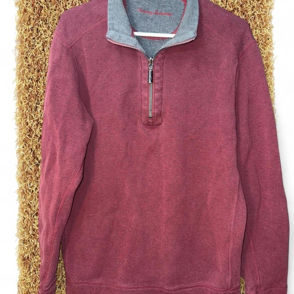 Men's M (Guessing) Tommy Bahama Maroon Half-Zip Sweater